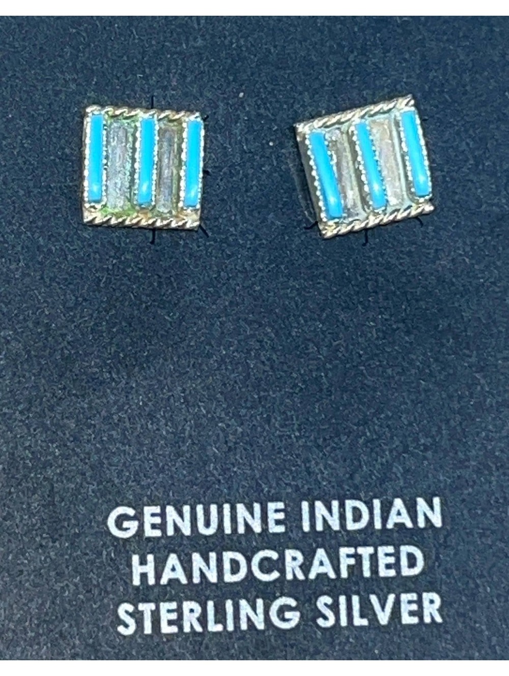 Native American Zuni handmade sterling silver petit point traditional earrings
